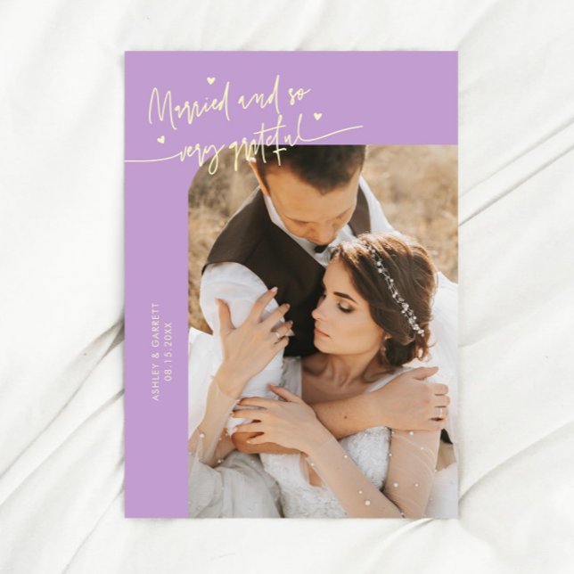 Married and Grateful Wedding Photo Wisteria Thank You Card (Creator Uploaded)