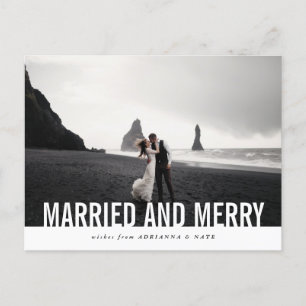 Married And Merry Bold Modern Holiday Photo Postcard