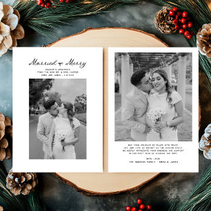 Married and Merry Bow Photo Christmas Newlyweds Holiday Card