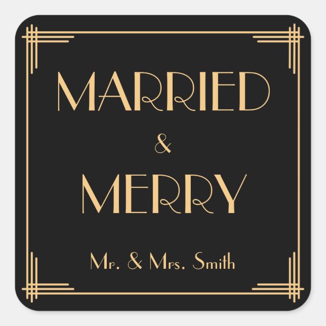 Married And Merry Christmas Stickers Art Deco (Front)