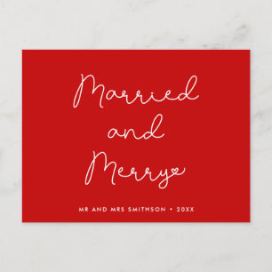 Married and Merry cute Christmas Postcard