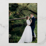 Married and Merry Elegant Wedding Photo Gold Foil Holiday Card<br><div class="desc">Gorgeous gold foil calligraphy reading Married and Merry over your full wedding photograph for a beautiful newlywed holiday card. This just married couple Christmas card features big cursive script at the top. Add a 2nd couple photo on the back and your personalised text.</div>
