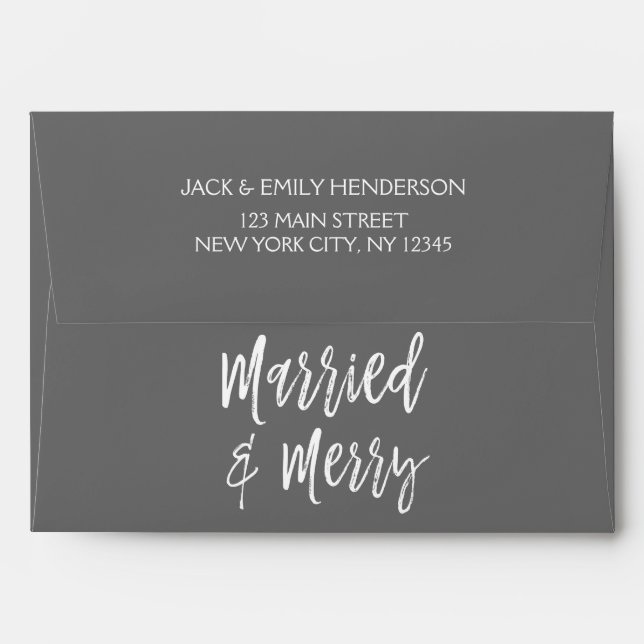 Married and Merry Grey Charcoal Christmas Envelope (Back (Top Flap))