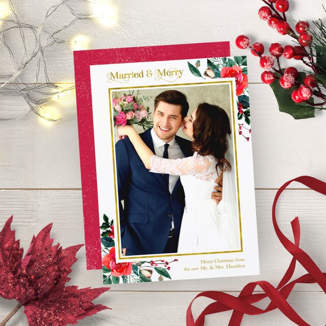 Married And Merry Holiday Christmas Photo Invitation (Creator Uploaded)