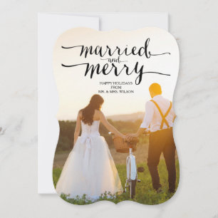 MARRIED AND MERRY HOLIDAY PHOTO CARD