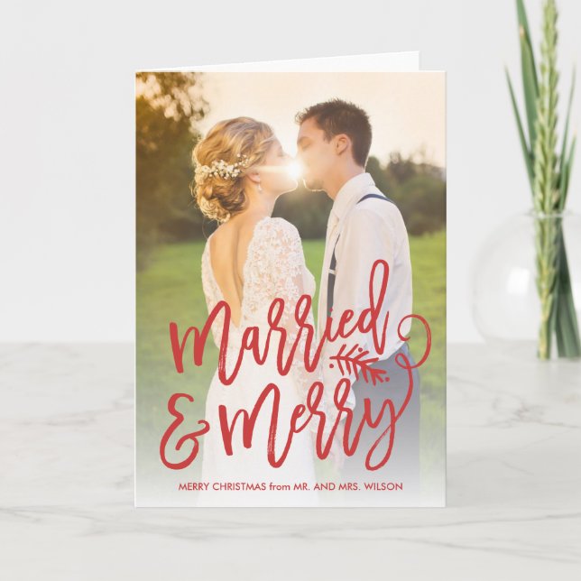 Married and Merry Holiday Photo Red Card (Front)
