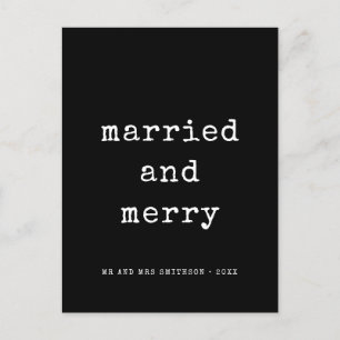 Married and Merry minimalist typewriter font Postcard