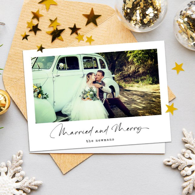 Married and Merry | Modern Christmas 1 Photo Holiday Card (Creator Uploaded)