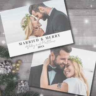 Married And Merry Newlywed Christmas Photo Holiday Card