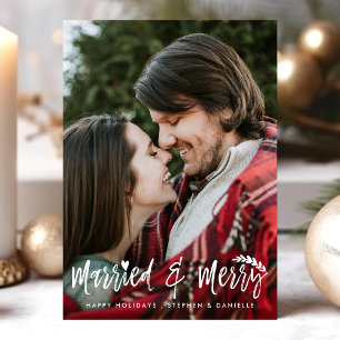 Married And Merry Newlywed Couples Christmas Photo Holiday Card