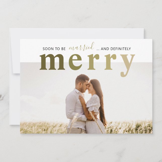 Married and Merry Newlywed Holiday Card (Front)