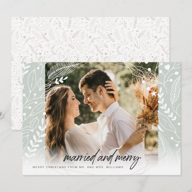 Married and Merry Newlywed Holiday Card (Front/Back)