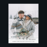 Married and Merry Newlywed Holiday Photo Postcard<br><div class="desc">Celebrate your first married Christmas with your family and friends. For more advanced customisation of this design,  please click the Customise Further link to change the font,  size,  colour,  etc.</div>