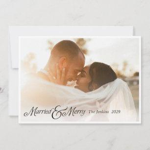 Married and Merry Newlywed Photo Christmas Card