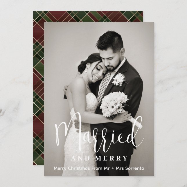 Married and Merry Newlywed Photo Holiday Card (Front/Back)