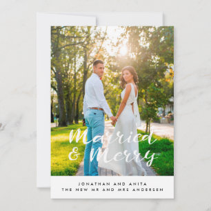 Married and Merry Newlyweds holiday photo card