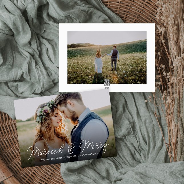 Married and Merry Photo Overlay Holiday Card (Creator Uploaded)