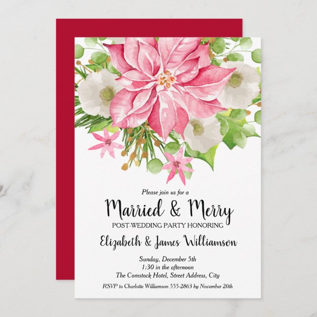 Married and Merry Post-Wedding Christmas Invites (Front/Back)
