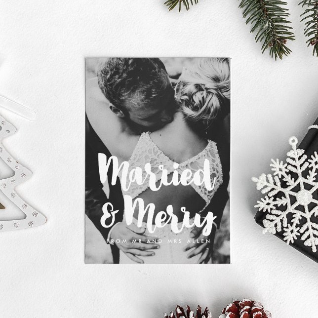 Married and Merry wedding photo card (Creator Uploaded)