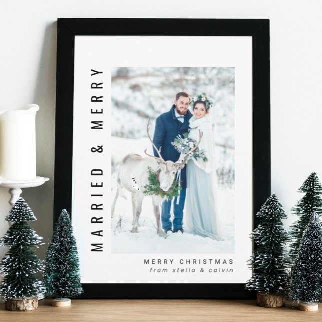 Married and Merry Wedding Photo Holiday Card (Creator Uploaded)