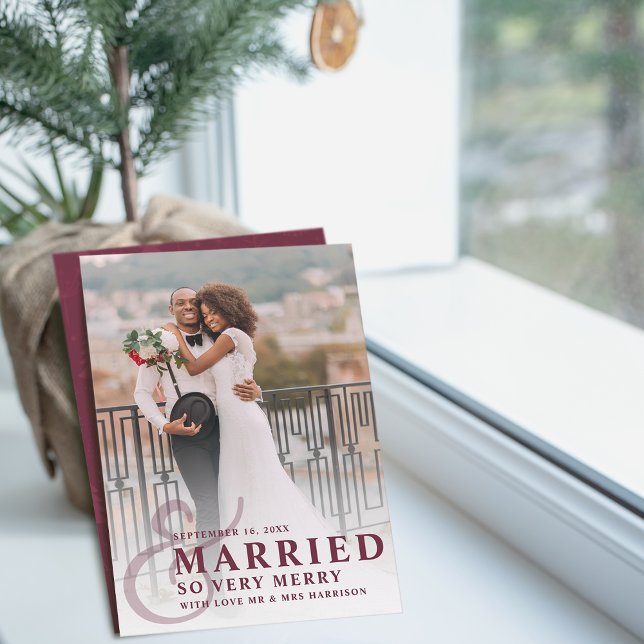 Married And So Very Merry Wedding Photo Newlywed Holiday Card (Married And So Very Merry Wedding Photo Newlywed Holiday Card)