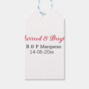 Married & bright add couple name wedding add date  gift tags