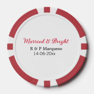 Married & bright add couple name wedding add date poker chips