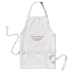 Married & bright add couple name wedding add date standard apron