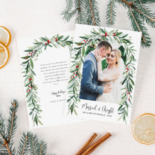 Married & Bright christmas arch announcement card
