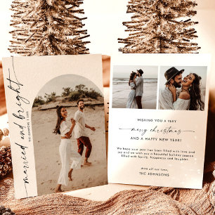 Married & Bright Christmas Card Holiday Arch Photo