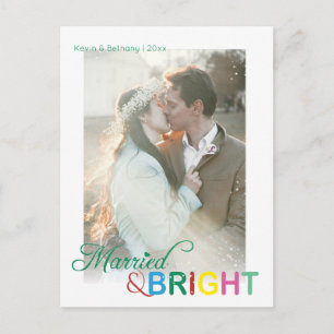 Married & Bright Colourful Christmas Photo Holiday Postcard