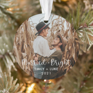 Married + Bright Couples First Christmas Photo Ornament