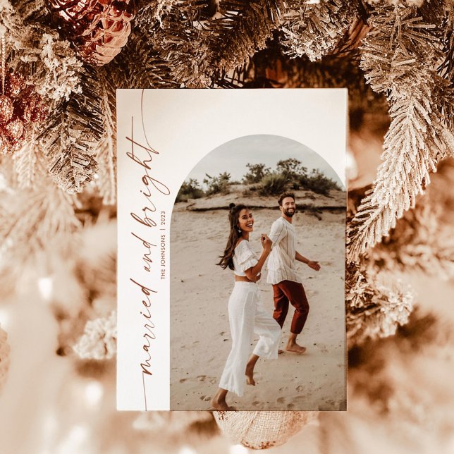 Married & Bright Holiday Christmas Card Arch Photo (Creator Uploaded)