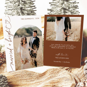 Married & Bright Holiday Christmas Card, Boho Card