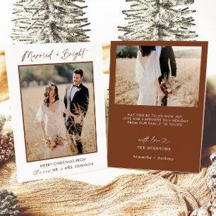 Married & Bright Holiday Christmas Card, Boho Card