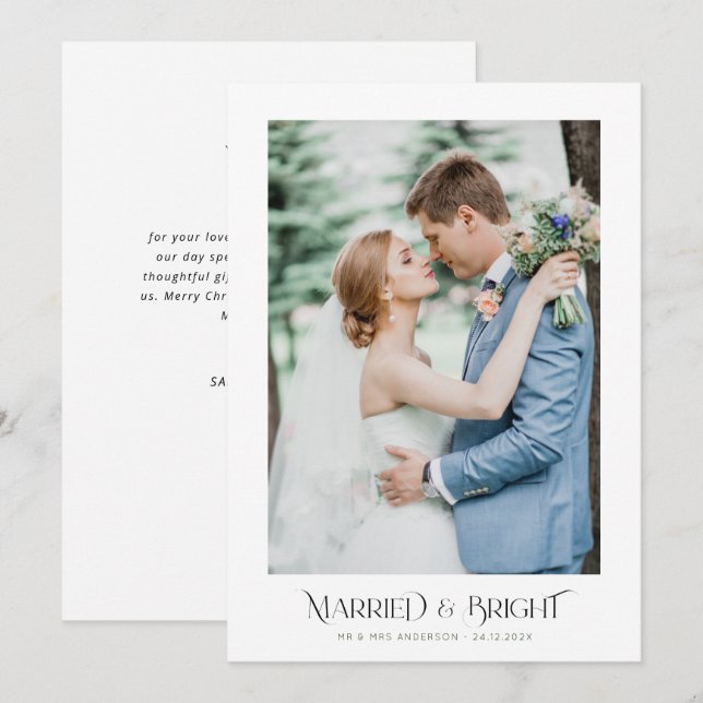 married & bright holiday wedding announcement (Front/Back)
