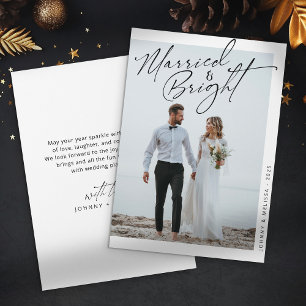 Married & Bright - Minimalist Photo Christmas Holiday Card