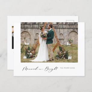 Married & Bright Modern Minimal Holiday Postcard
