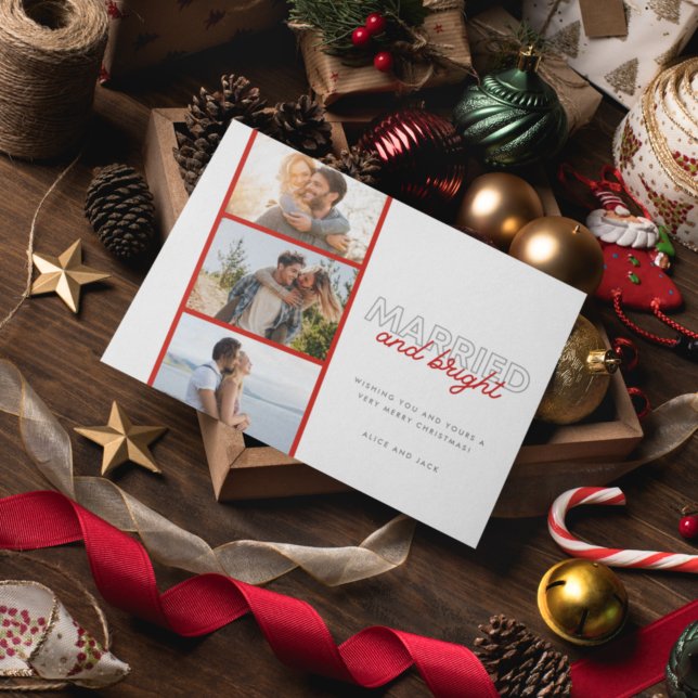 Married Bright Photo Newlywed Couple Christmas Holiday Card (Creator Uploaded)