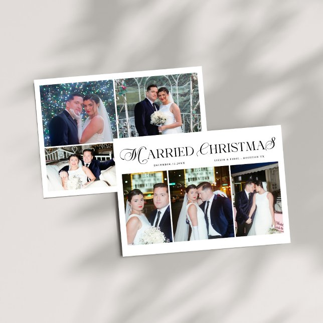 Married & Bright Photo Newlywed Couples Christmas Holiday Card (Creator Uploaded)