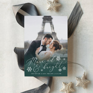 Married & Bright Wedding Photo Holiday Card