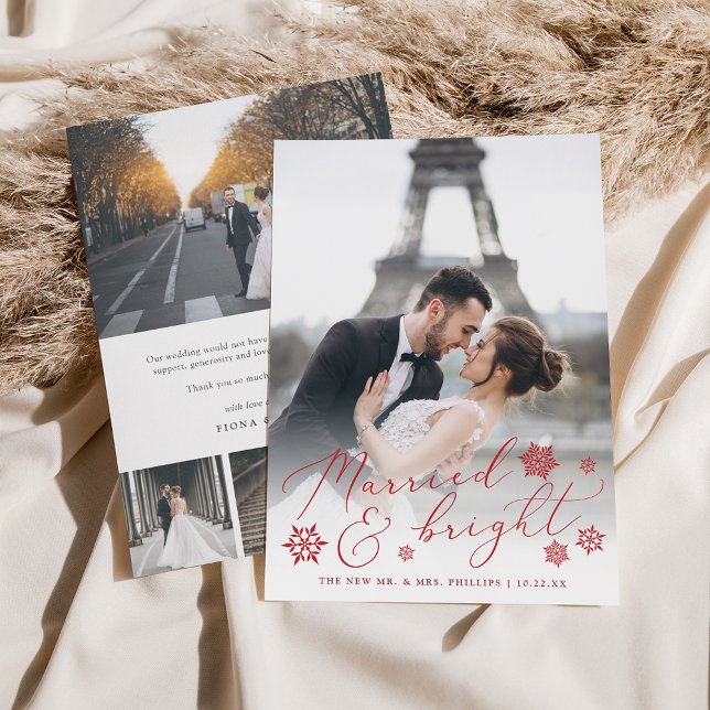 Married & Bright | Wedding Photo & Thank You Holiday Card (Creator Uploaded)