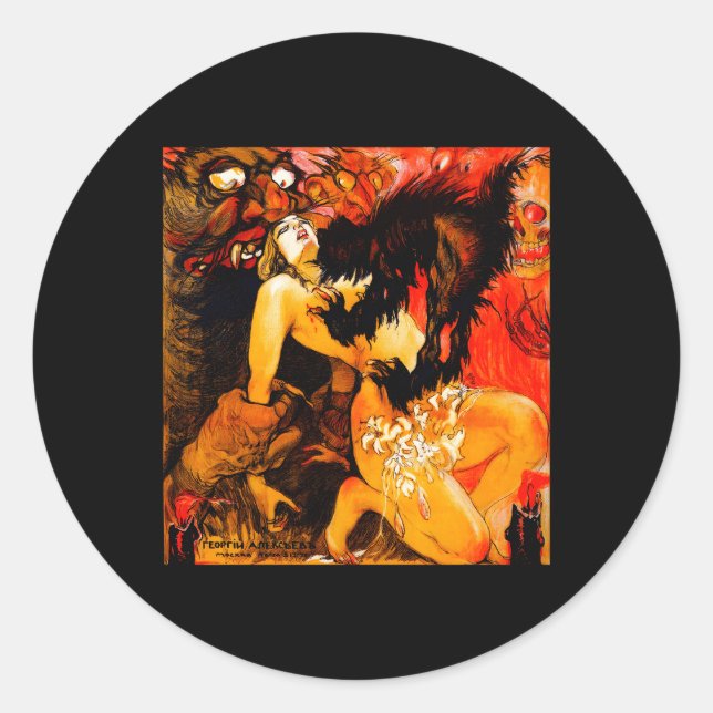 Married By Satan Halloween Monster Horror Movie Classic Round Sticker (Front)