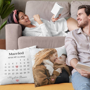 Married Calendar Date Personalised Wedding Day Cushion