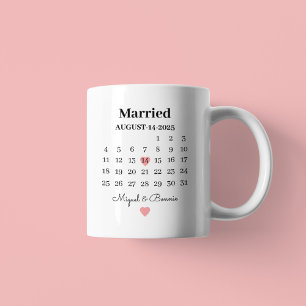 Married Calendar Date Personalised Wedding Day Large Coffee Mug