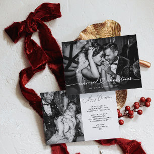 Married Christmas Elegant Newlywed Photo Holiday Card