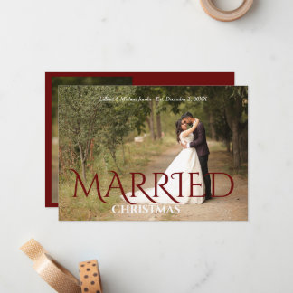 Married Christmas Elegant Wedding Photo  Card
