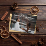 Married Christmas Entwined Hearts Photo Holiday Thank You Card<br><div class="desc">Combined Christmas and wedding thank you card personalised with a photo of the happy couple covering the front of the card. Married Christmas is written above in a white script with two interlocked hearts. Add a Christmas greeting and wedding thank you by hand on the other side.</div>