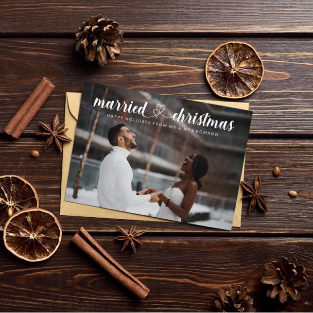 Married Christmas Entwined Hearts Photo Holiday Thank You Card (Creator Uploaded)