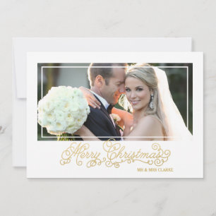Married Christmas Gold Script Holiday Photo Card